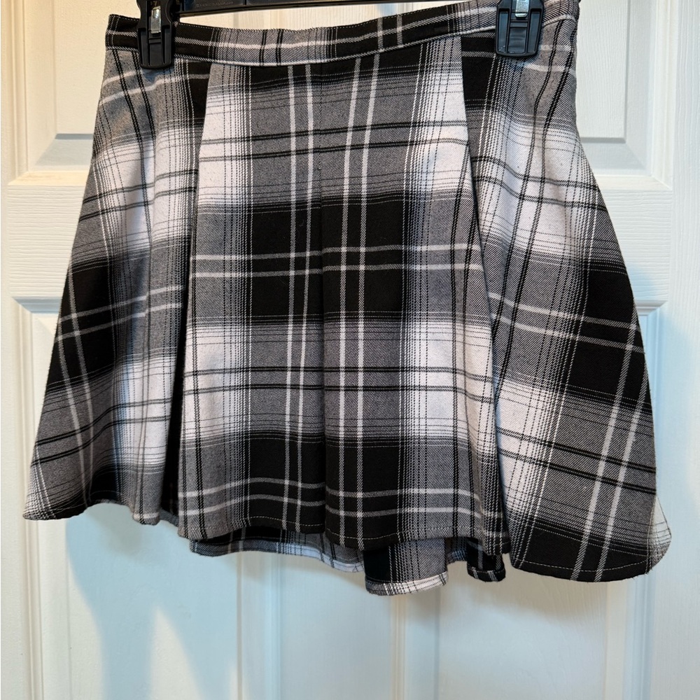 SO Black and White Plaid Mini Skirt
